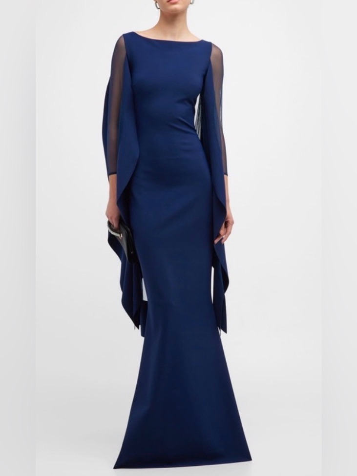 Chiara Boni Navy Maxi Dress With Cape